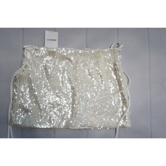 Forever 21 Womens White Sequin Mini Skirt – Size M NWT - Picture 7 of 11